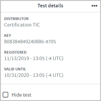 test box where you can see the hide test checkbox 